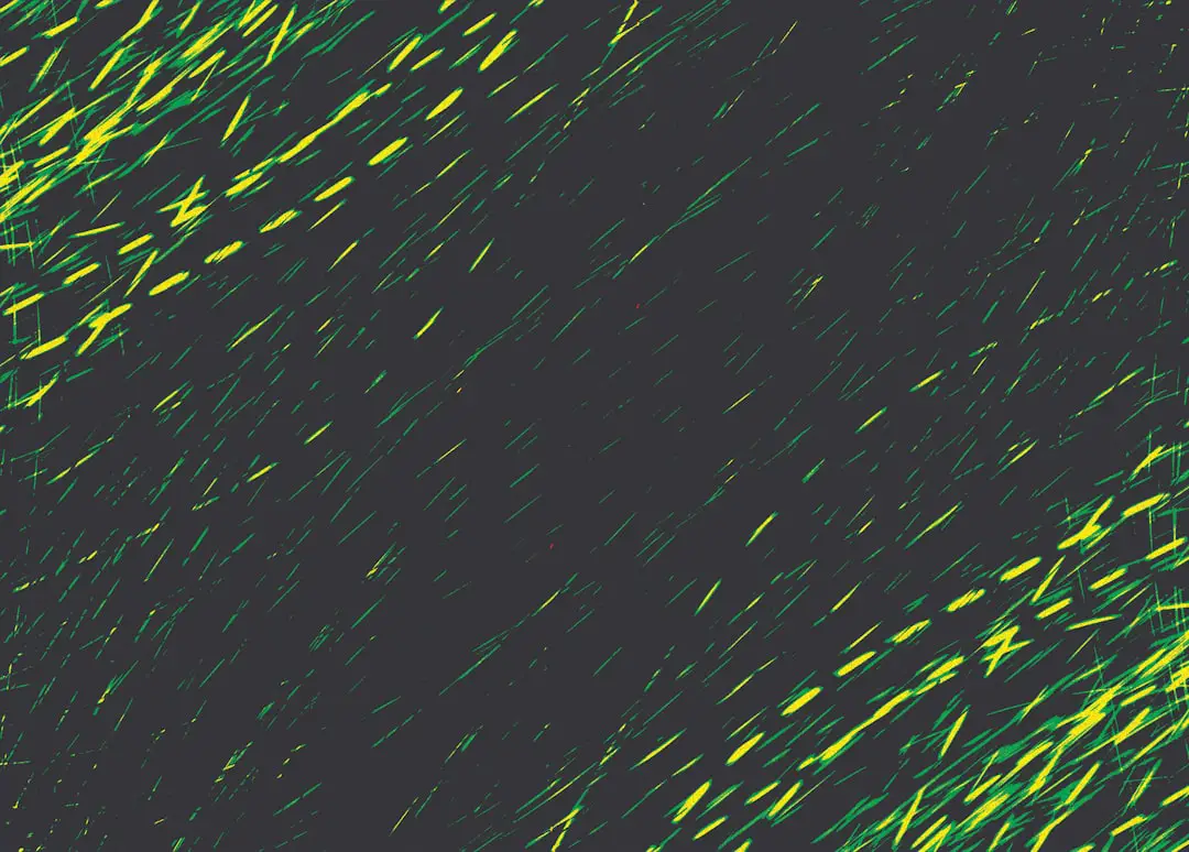 A green and black background with small white dots
